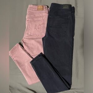 American Eagle Outfitters Women's Skinny Jeans in Pink and Black